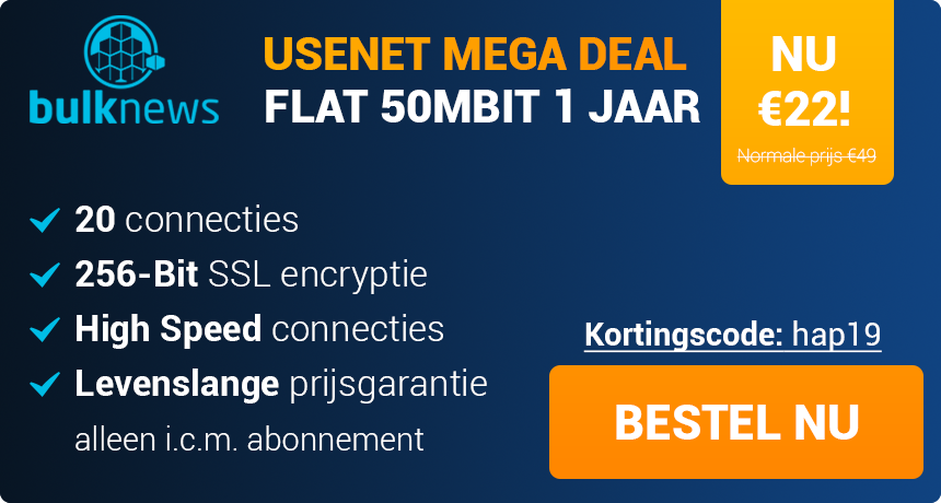 Usenet Flat 50Mbit Actie